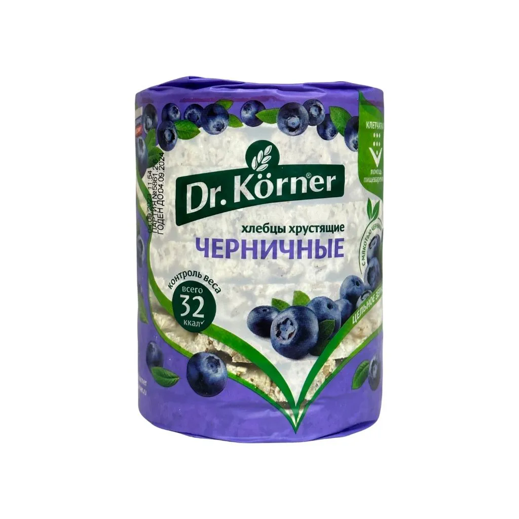 Dr Korner Хлебцы хрустящие злаковый коктейль Черничный 100гр thumbnail 1