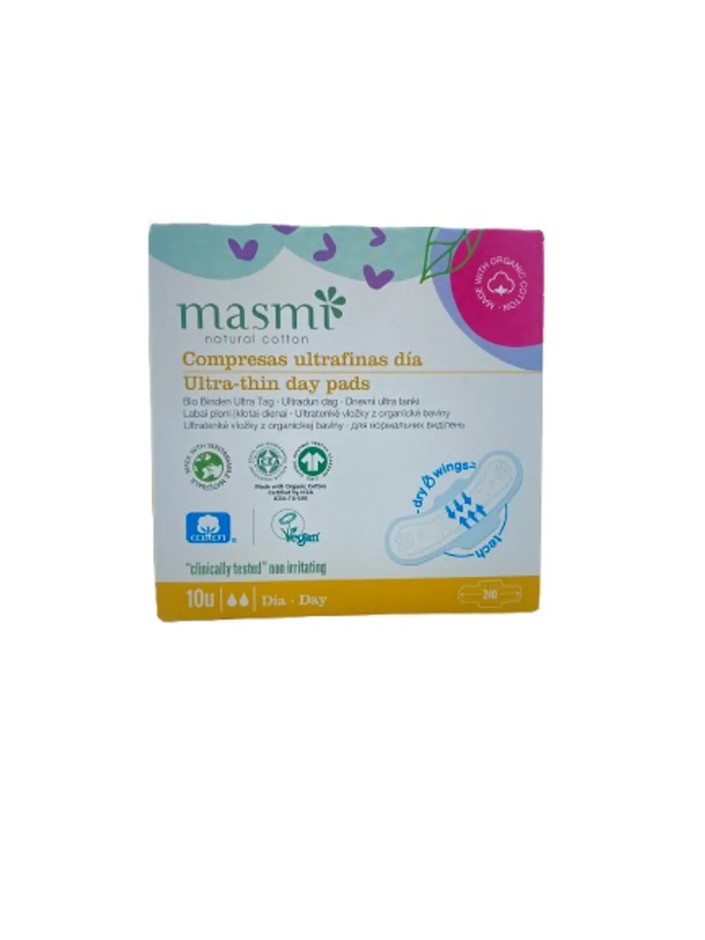 MASMI NATURAL COTTON Ультратонкие дневные гигиенические прокладки Soft 10 шт thumbnail 1