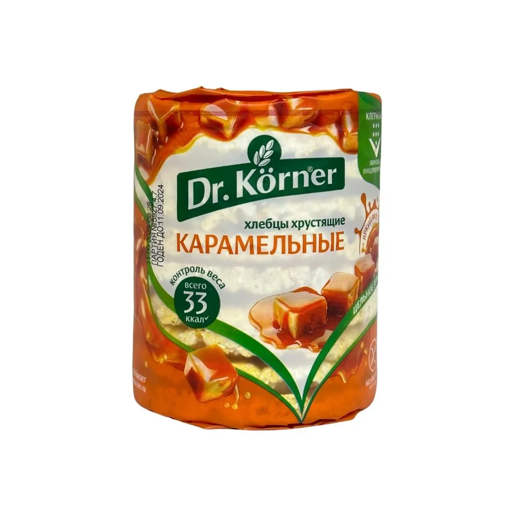 Dr Korner Хлебцы хрустящие кукурузно-рисовые Карамельные 100гр thumbnail 1