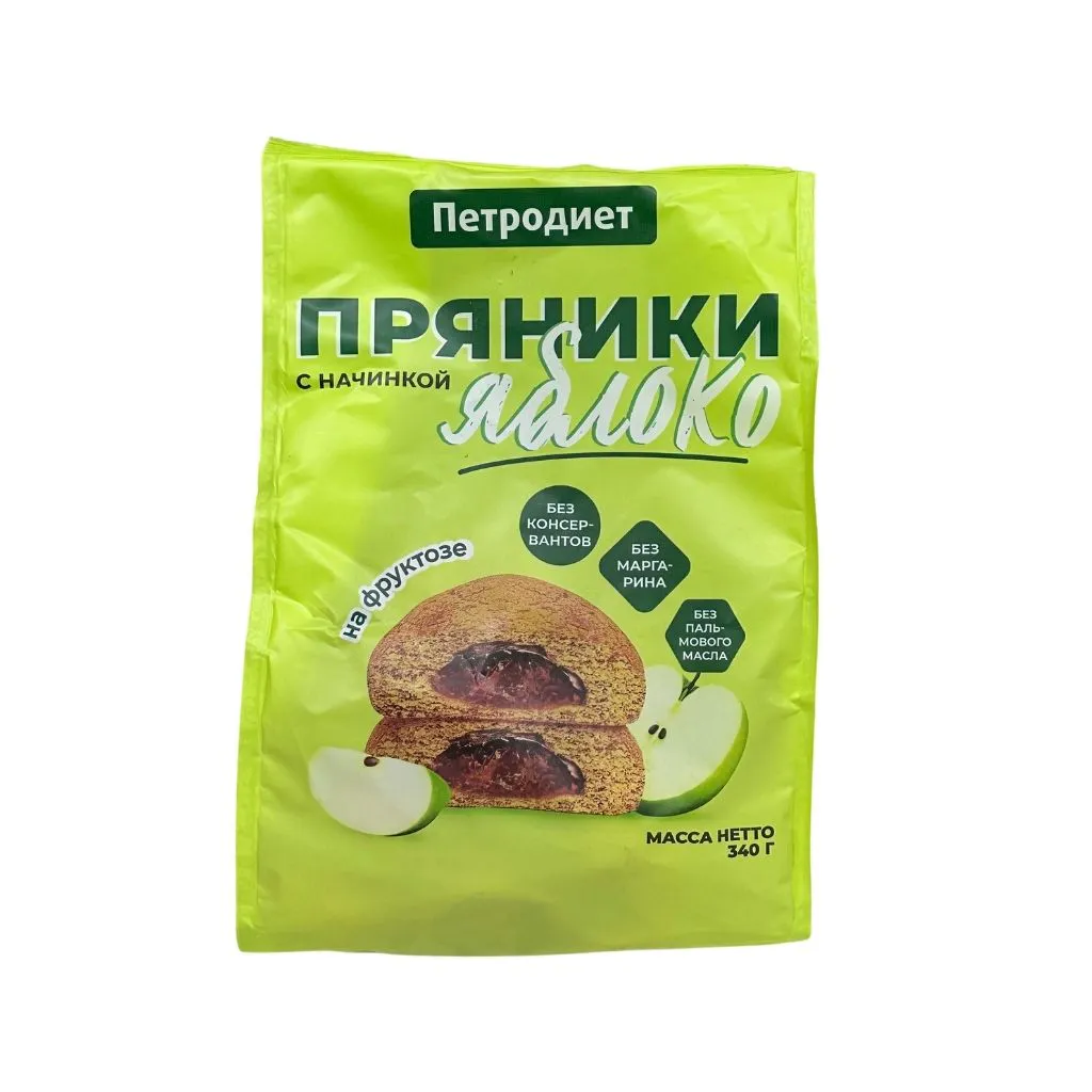 Петродиет Пряники с начинкой на фруктозе Яблоко 340гр 15шт thumbnail 1