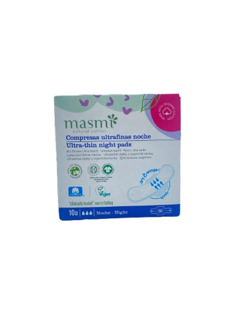 MASMI NATURAL COTTON Ультратонкие ночные гигиенические прокладки Soft 10 шт thumbnail 1