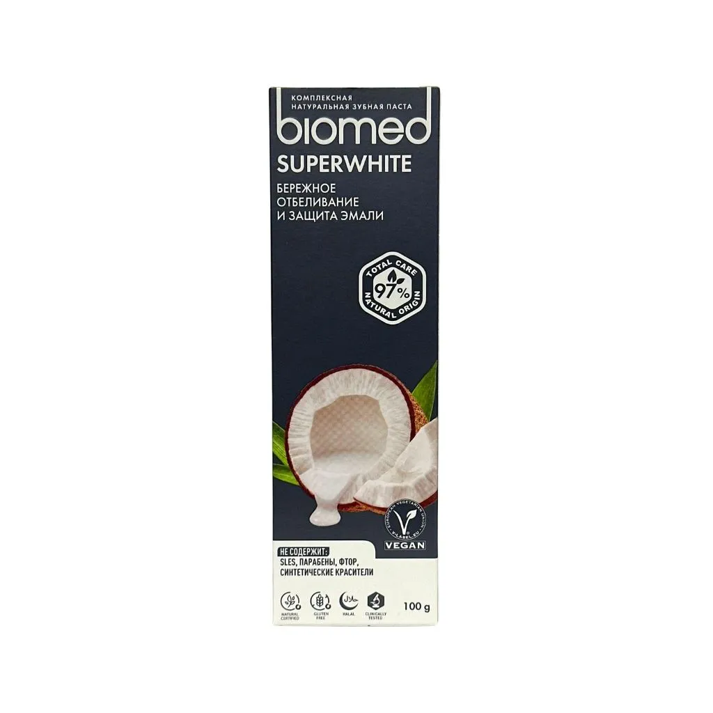 Biomed Superwhite/Супервайт зубная паста (отбеливание с кокосом) 100гр thumbnail 1
