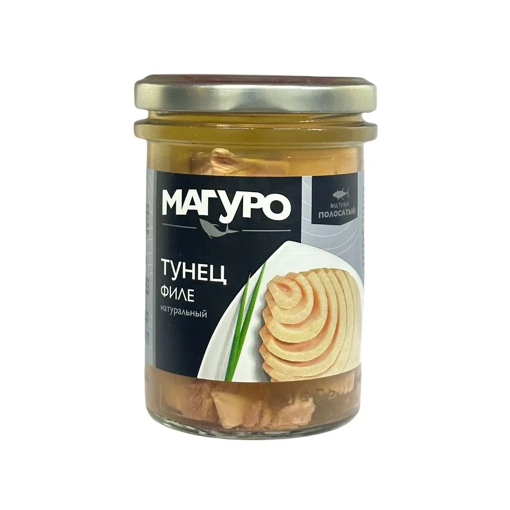 Тунец Магуро желтоперый филе-кусочки в натуральной заливке Китай 170 гр 24 шт thumbnail 1