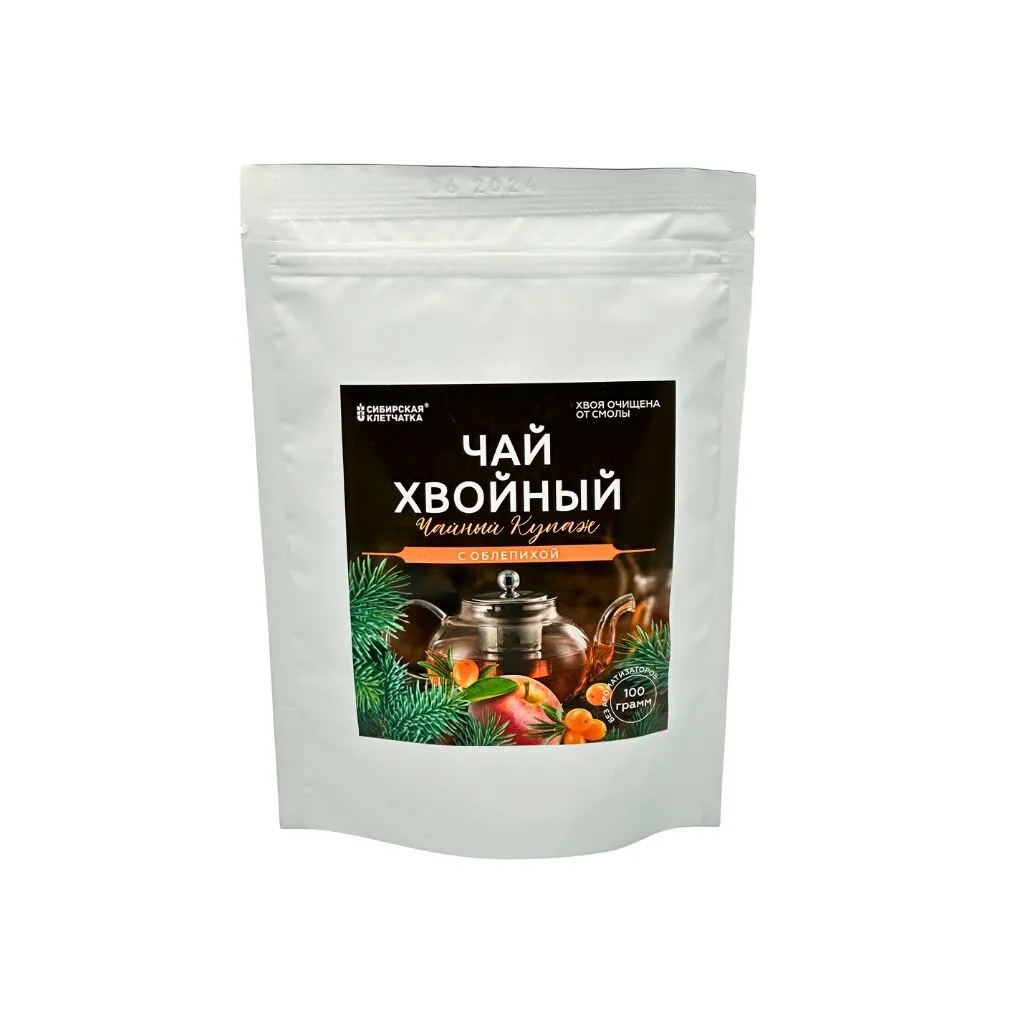 Сибирская клетчатка Хвойный чай с облепихой чайный купаж 100гр 12шт thumbnail 1