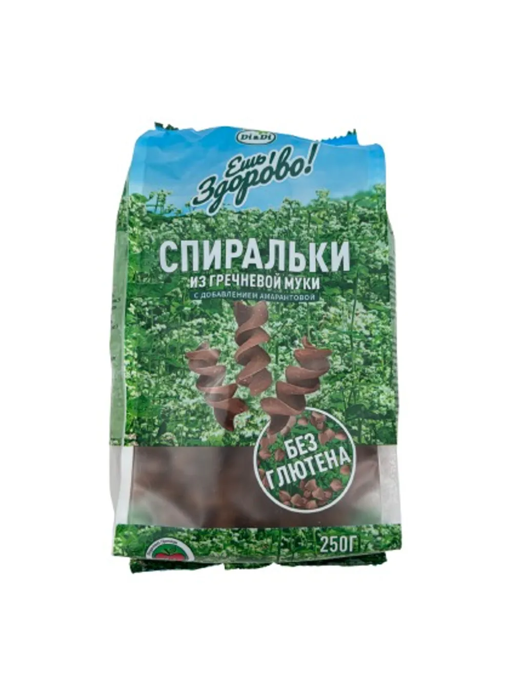Макаронные изделия Ешь Здорово из гречневой муки с добавлением амарантовой мукой Спираль 250гр thumbnail 1