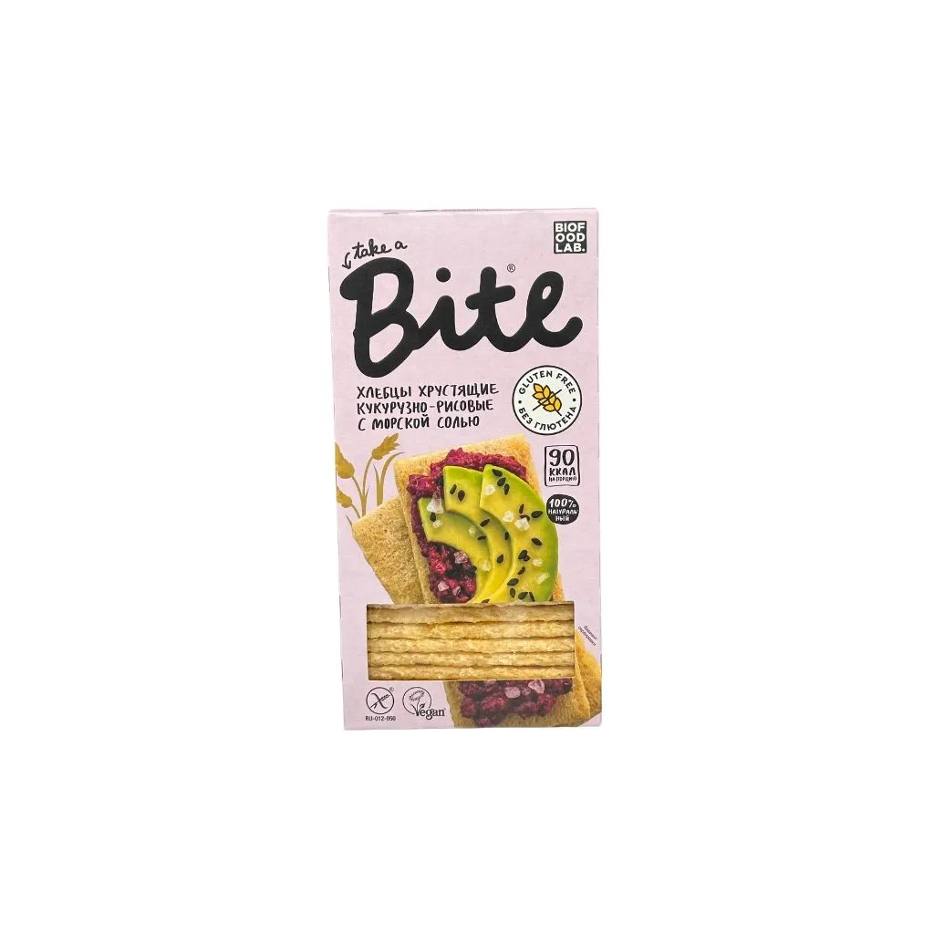 Bite Хлебцы хрустящие кукурузно-рисовые с морской солью 150гр 8шт thumbnail 1