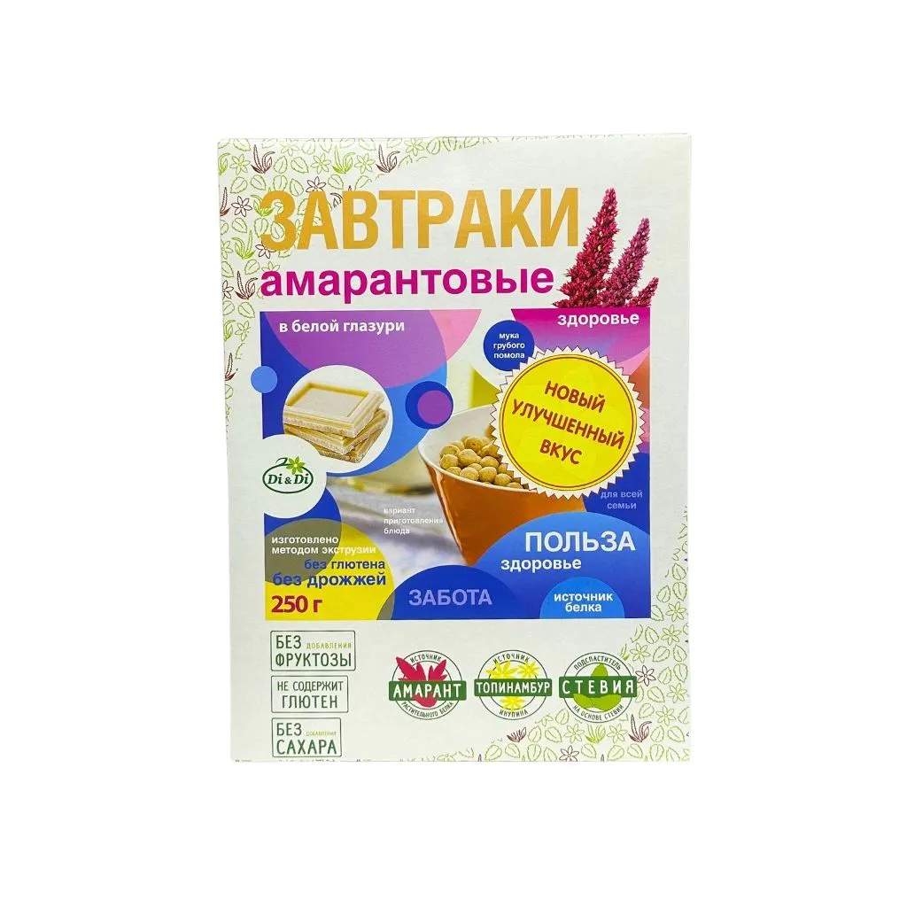 Завтраки Амарантовые Di&Di в белой глазури 250 гр 20 шт thumbnail 1