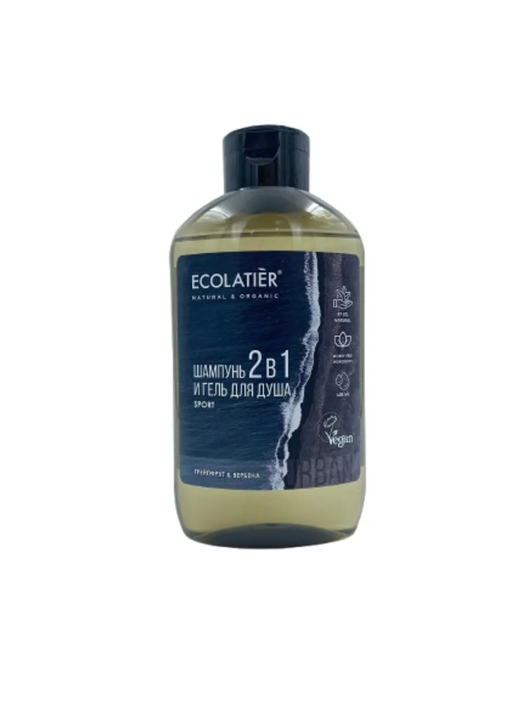 ECOLATIER URBAN Мужской гель для душа и шампунь 2в1 грейпфрут и вербена 600мл 8шт thumbnail 1