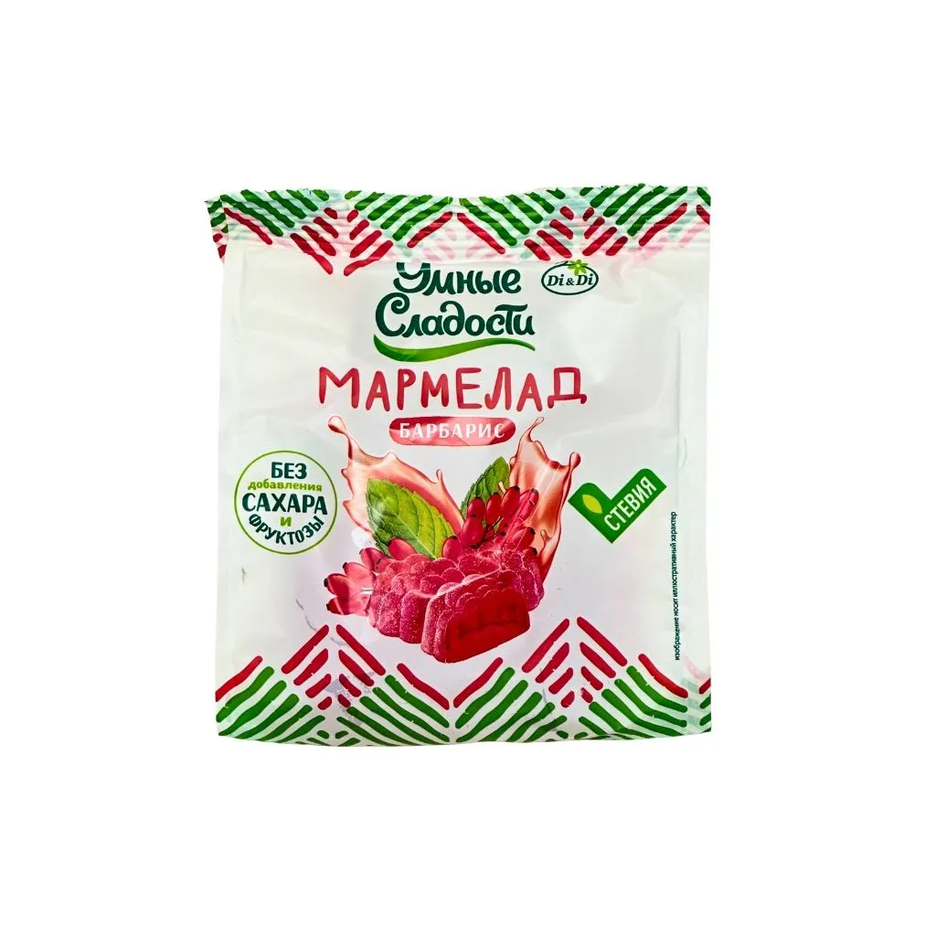 Мармелад Умные сладости желейно-формовой со стевией со вкусом барбариса 150гр 15 шт thumbnail 1