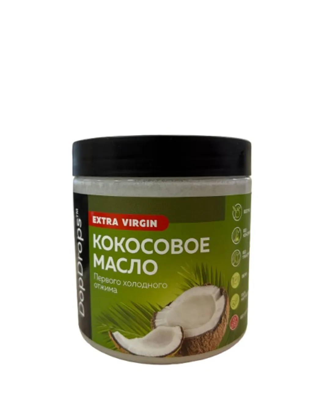 DopDrops нерафинированное кокосовое масло первого холодного отжима Экстра вирджин 500 мл. thumbnail 1