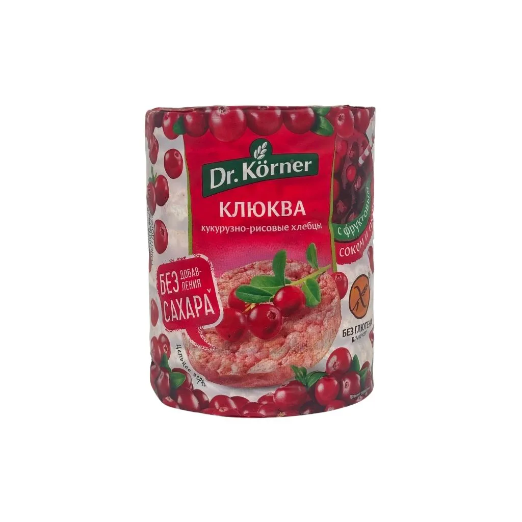 Dr Korner Хлебцы хрустящие Кукурузно-рисовые с клюквой 90гр thumbnail 1