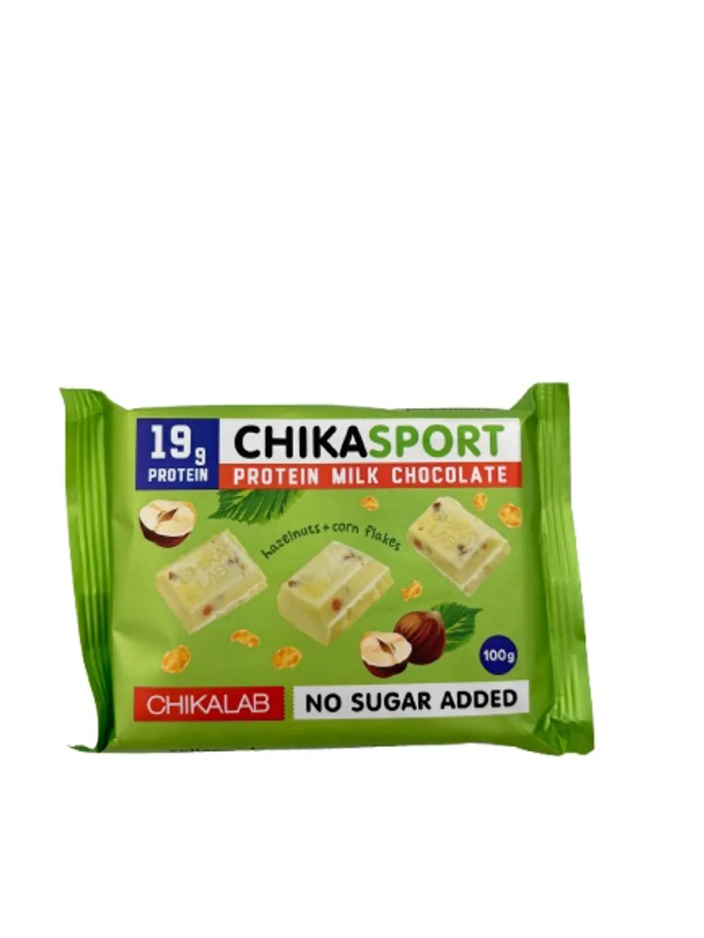 Chikalab Шоколад белый с фундуком и кукурузными чипсами 100гр 4шт thumbnail 1