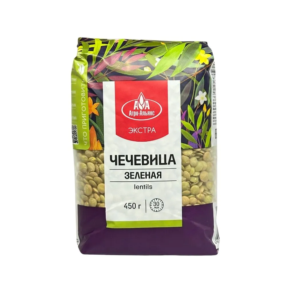 Чечевица зеленая Экстра 0,45 кг 8 шт