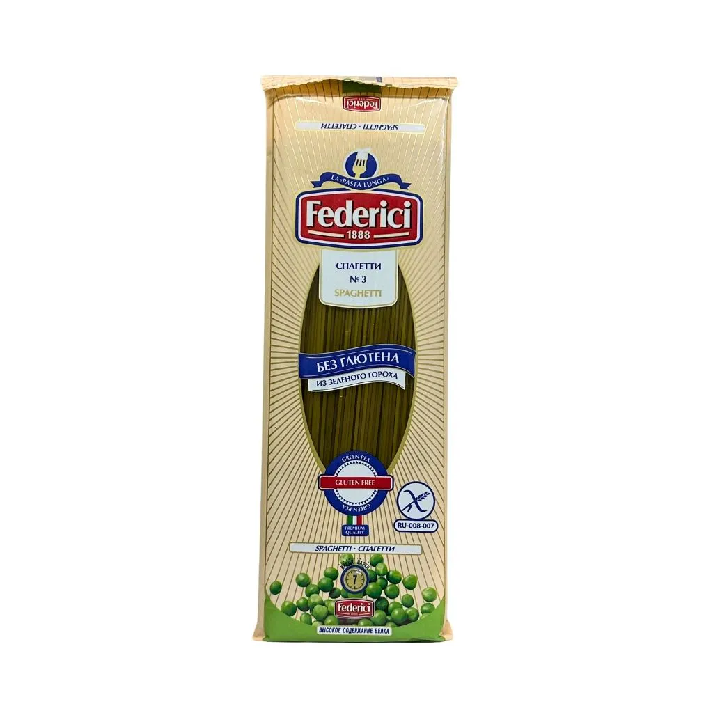 Federici Spaghetti Изделия макаронные без глютена из зеленого гороха Спагетти 250гр 24шт thumbnail 1