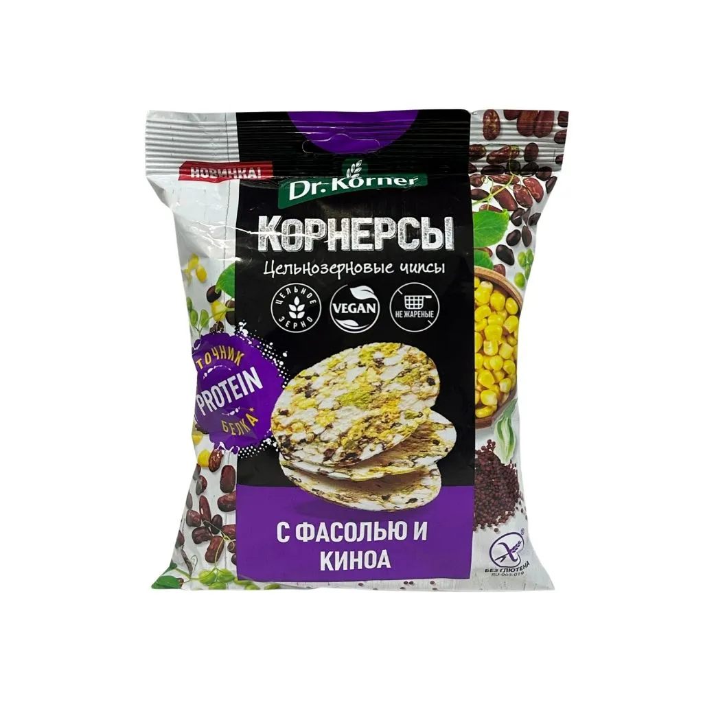 Dr Korner Чипсы цельнозерновые кукуруз-рисовые с фасолью и киноа 50гр 14шт thumbnail 1