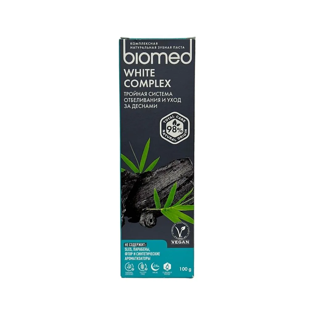 Biomed White complex/Вайт комплекс супервайт зубная паста (отбеливание с углем) 100гр thumbnail 1