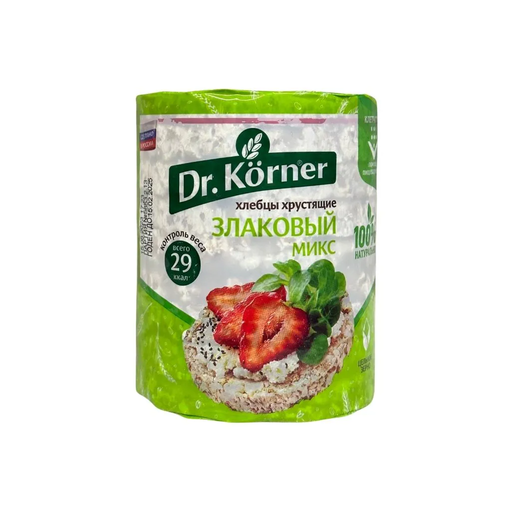 Dr Korner Хлебцы хрустящие злаковый микс без соли 100гр thumbnail 1
