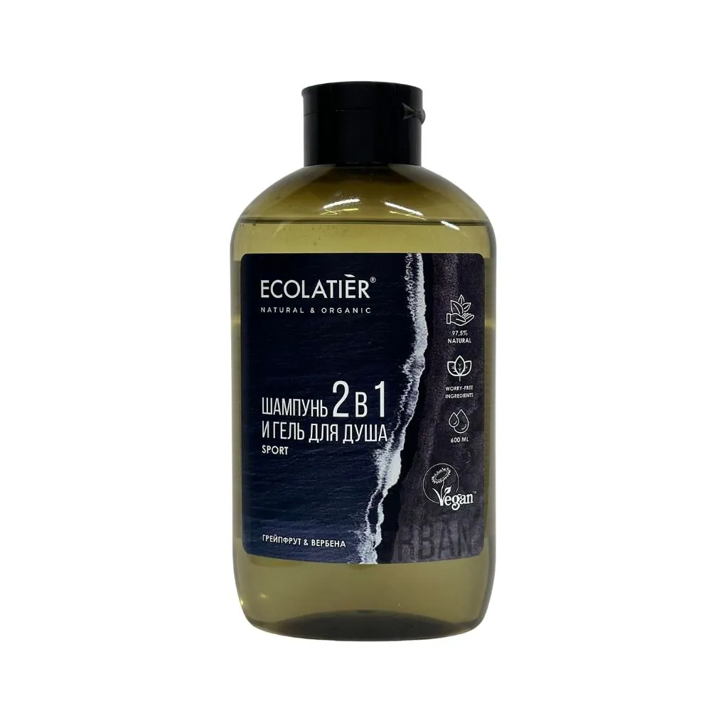 ECOLATIER Мужской шампунь и гель для душа 2в1 Sport 400мл 10шт thumbnail 1