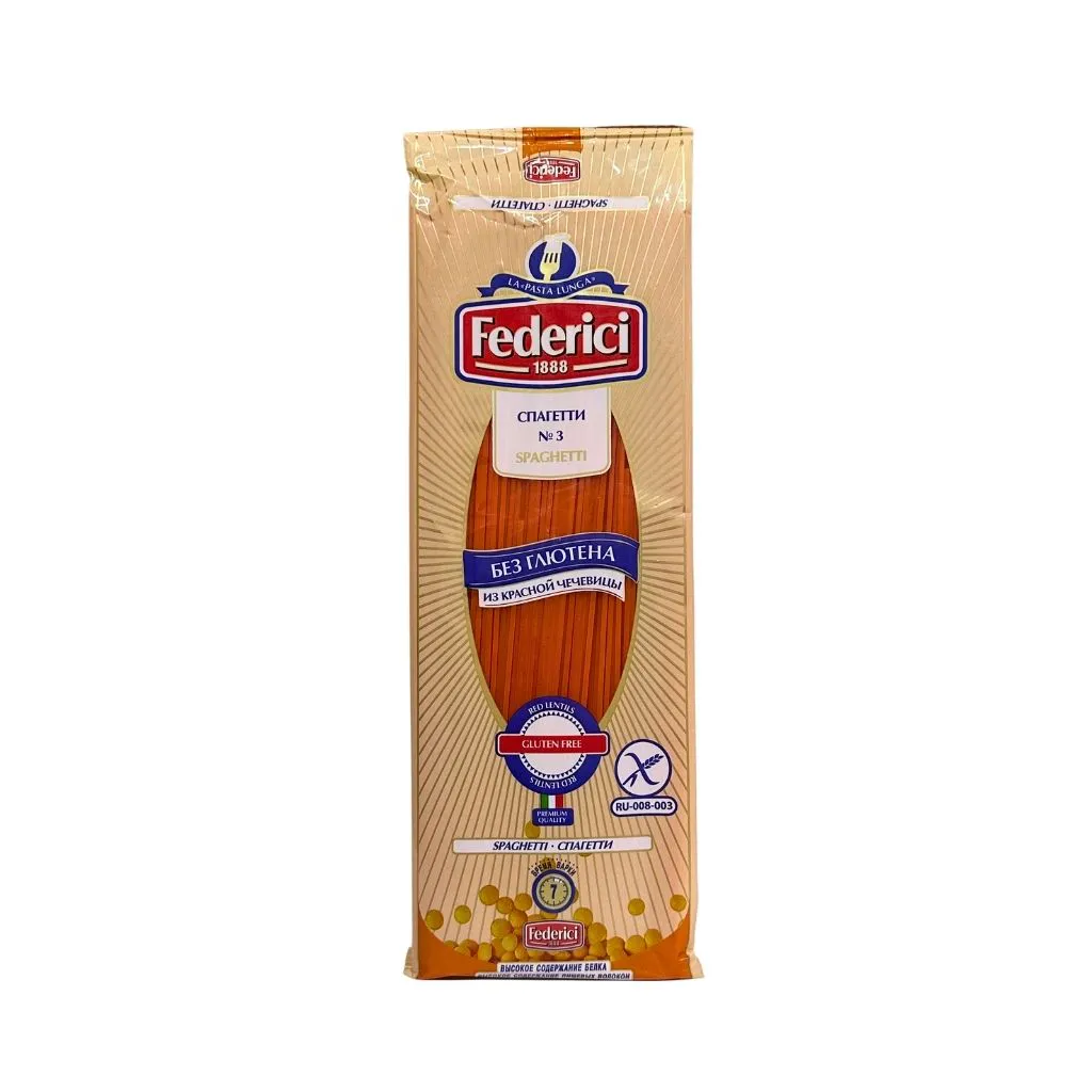 Federici Spaghetti Изделия макаронные без глютена из красной чечевицы Спагетти 250гр 24шт thumbnail 1
